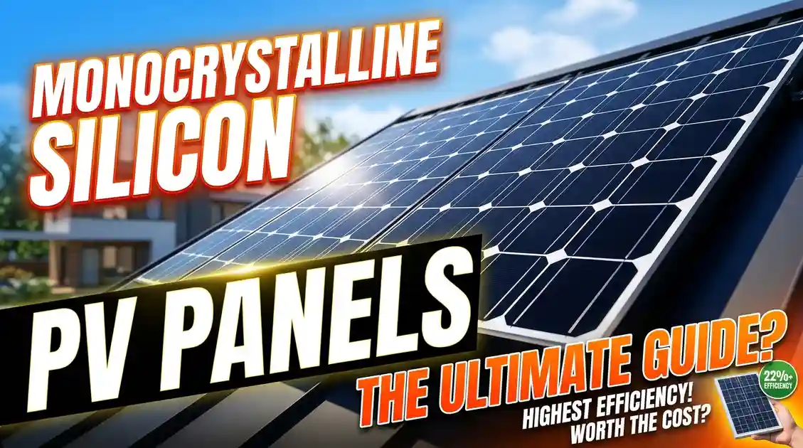 Close-up of monocrystalline silicon PV solar panels installed on a rooftop