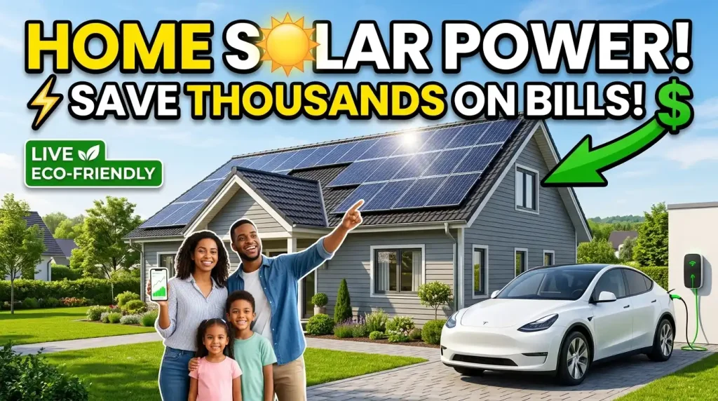 Home solar panel system installed on a residential rooftop