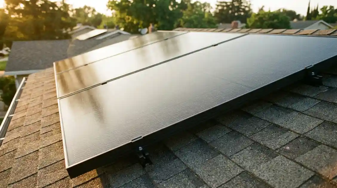 Premium Solar Panels Installation Premium high-efficiency solar panels installed on a home roof
