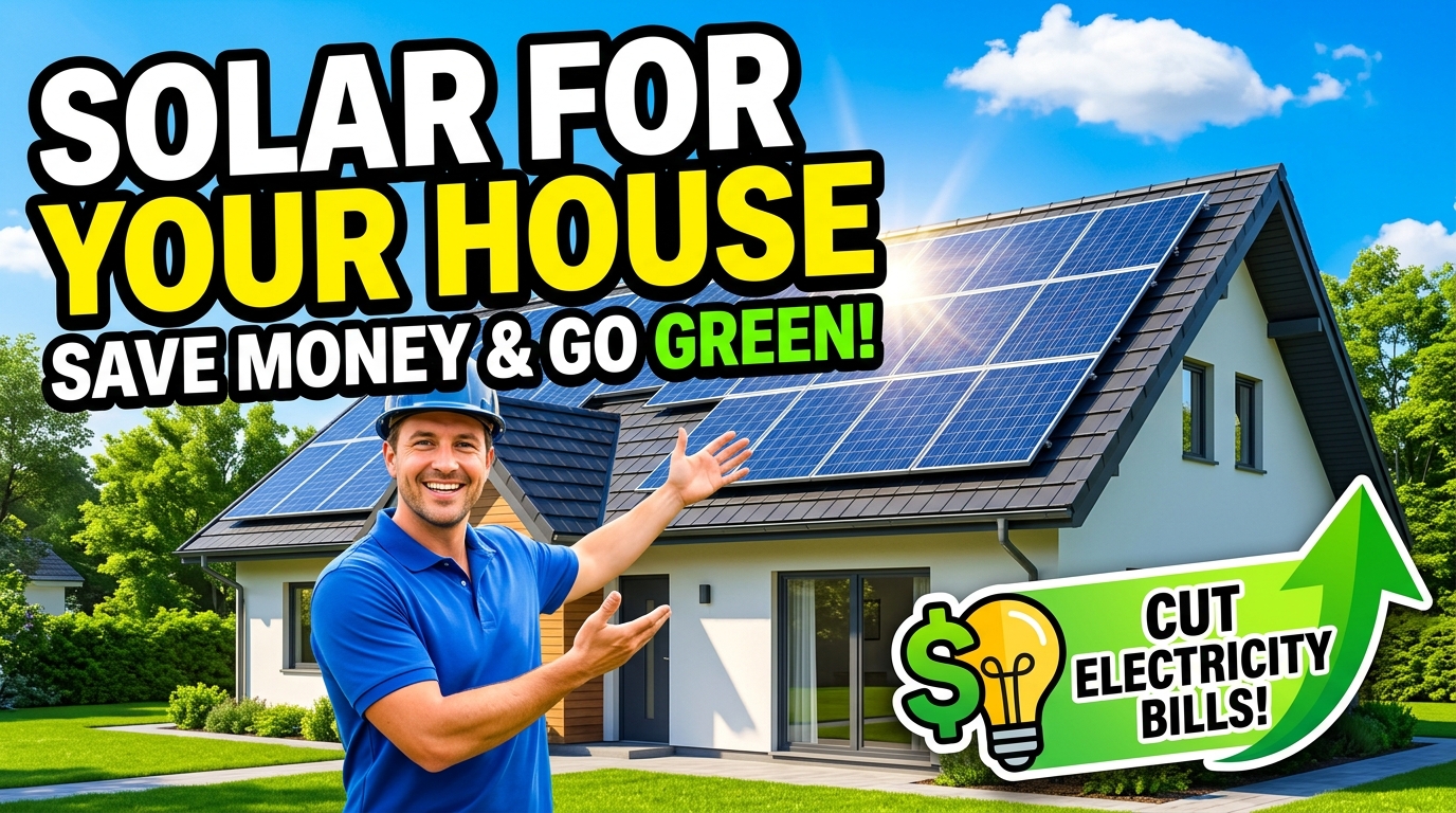 Solar cell for house roof installation connected to an inverter