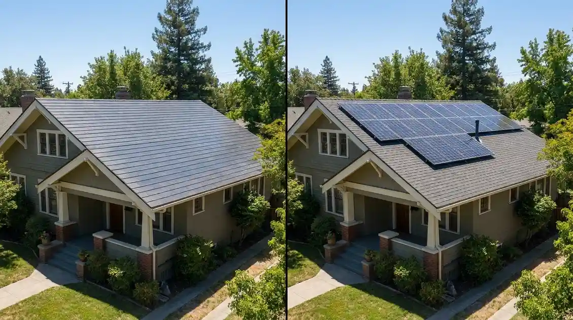 Solar Roof Shingles vs Standard Panels Solar roof shingles compared to traditional rack-mounted solar panels