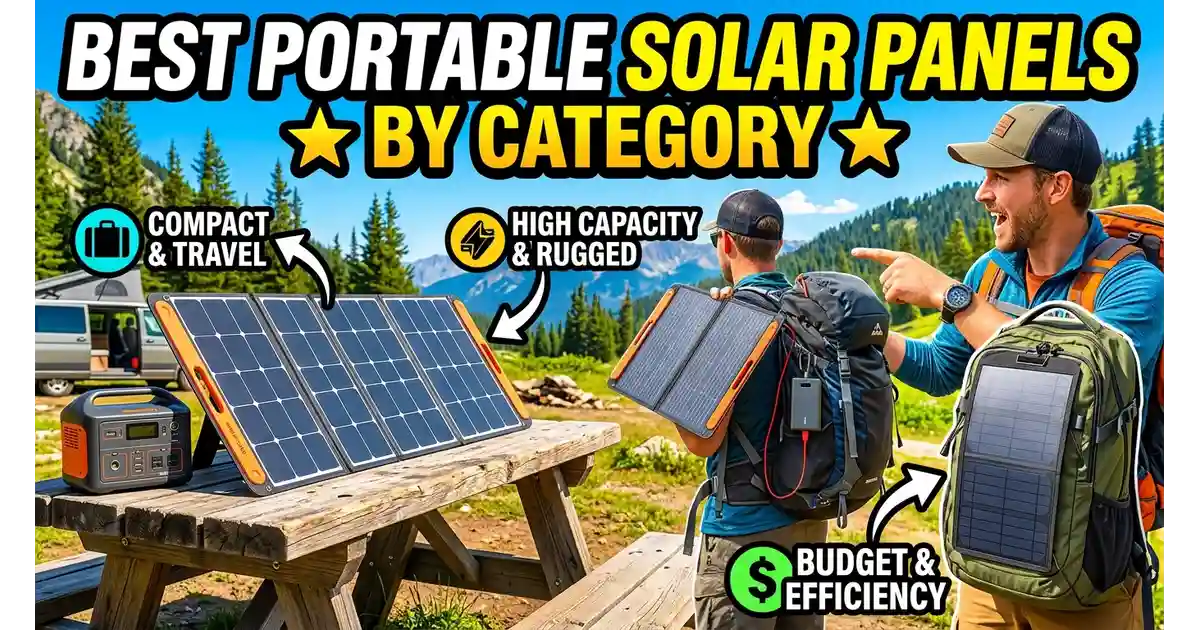 Best portable solar panels by category, including camping, RV, and marine picks for 2026
