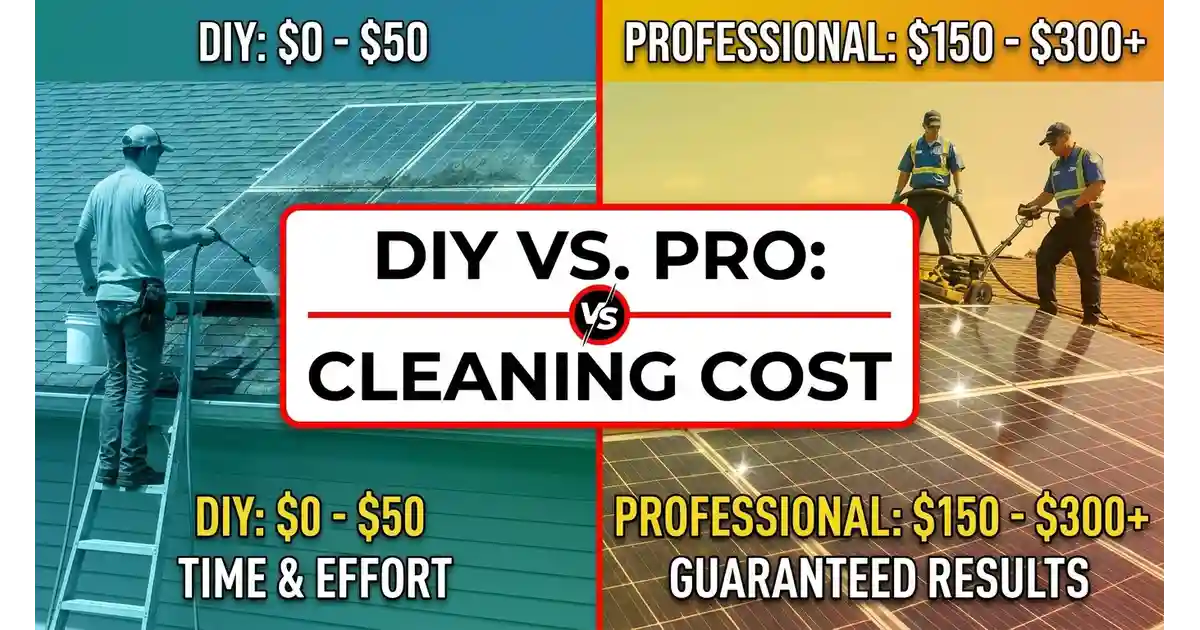 Cost comparison chart of DIY versus professional solar panel cleaning in 2026