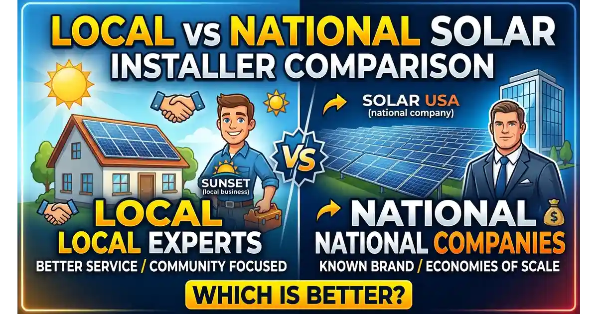 Local vs. national solar installer comparison chart