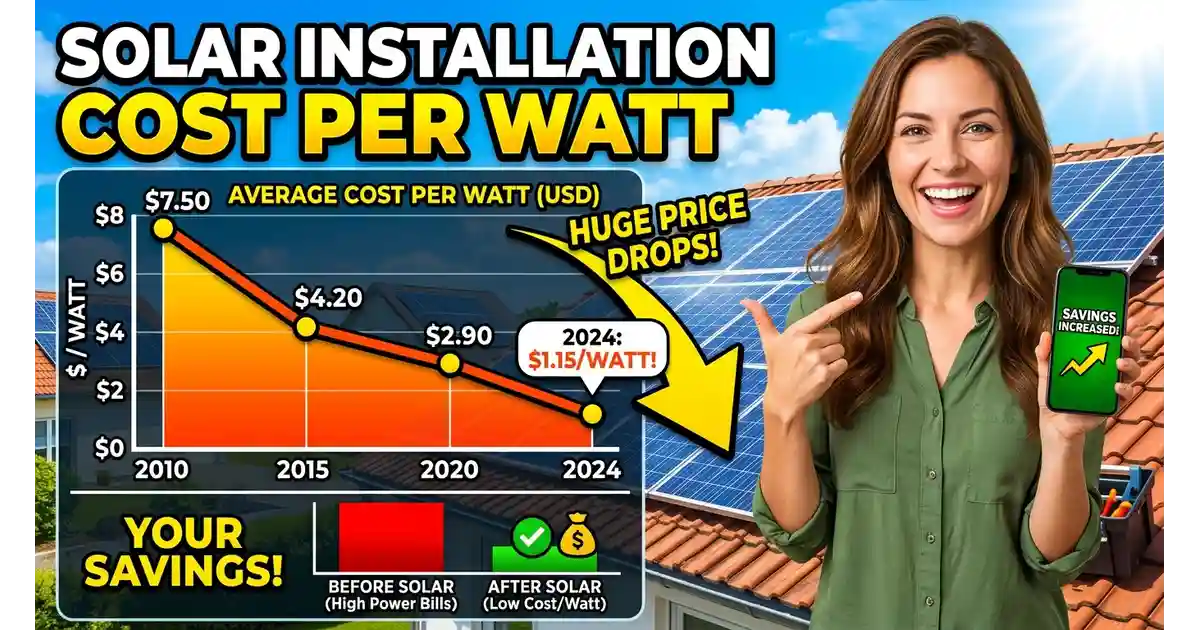2026 solar installation cost per watt by system size chart